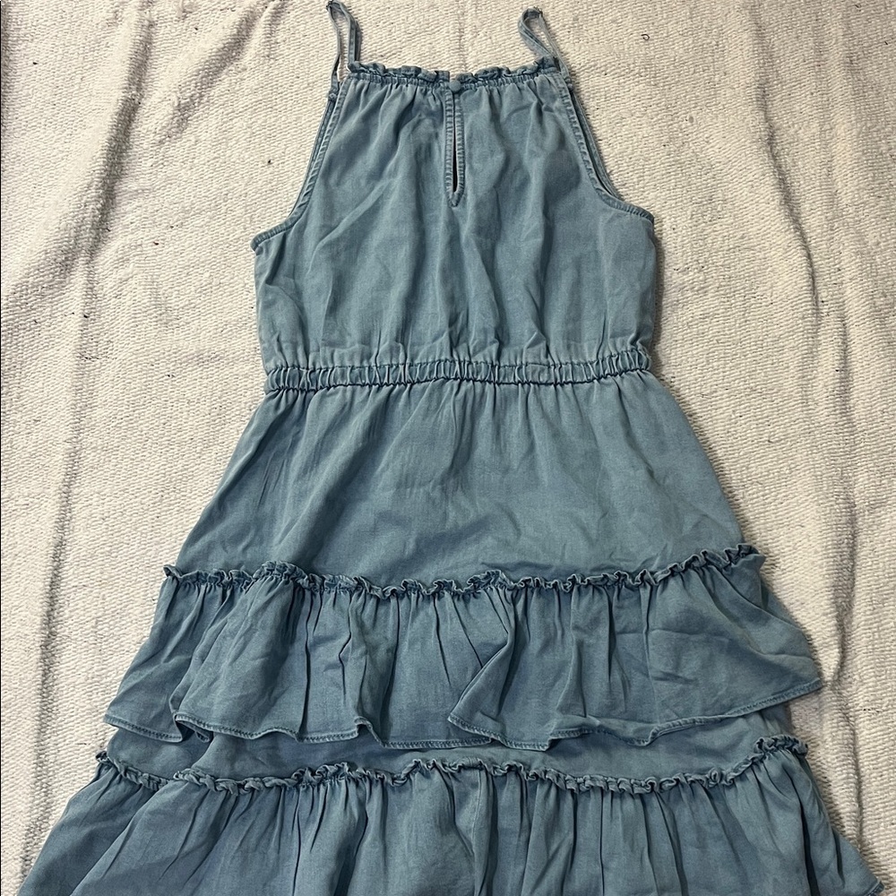 (271)Bar III Light Blue Ruffled Mini Dress - Picture 5 of 5